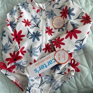 Carter's Red and Blue Floral Baby Swimsuit